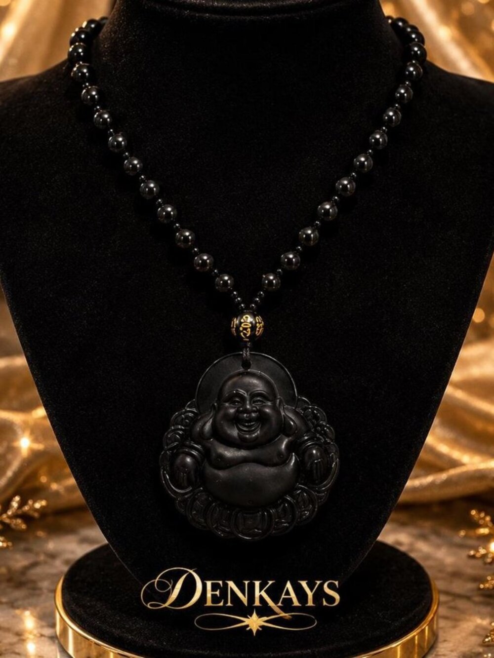 DENKAYS BLACK BUDHA  NECKLACE